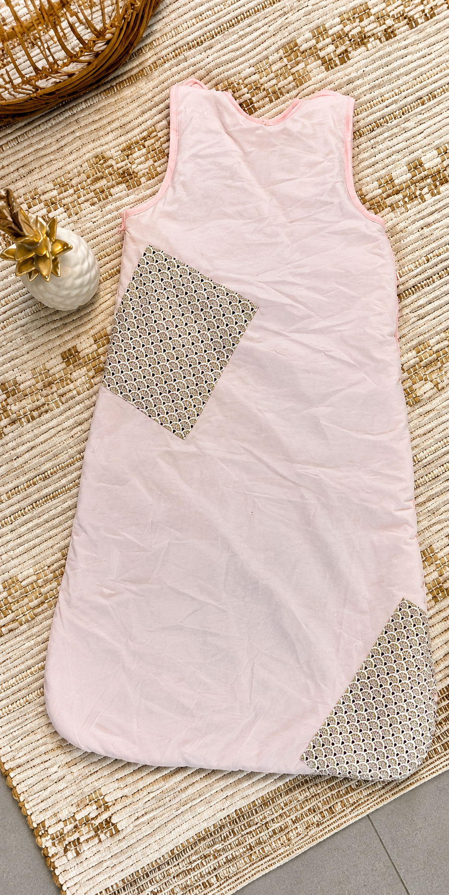 Gigoteuse Douceur rose & motifs éventails - 12 mois