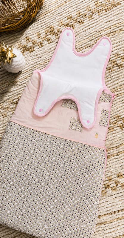 Gigoteuse Douceur rose & motifs éventails - 12 mois