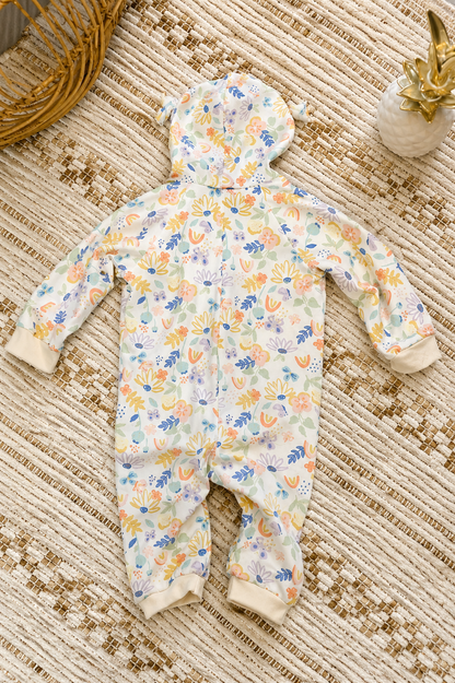 Combinaison bébé à capuche – Jardin fleuri