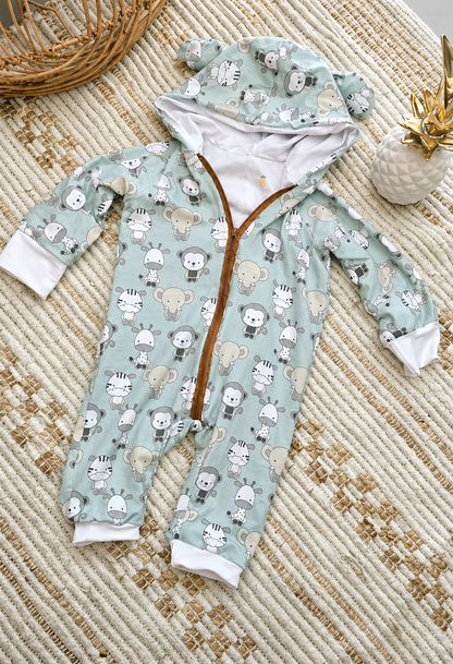 Combinaison bébé à capuche – Mini Safari
