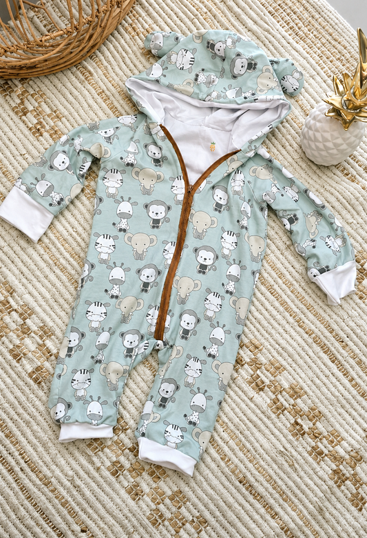 Combinaison bébé à capuche – Mini Safari