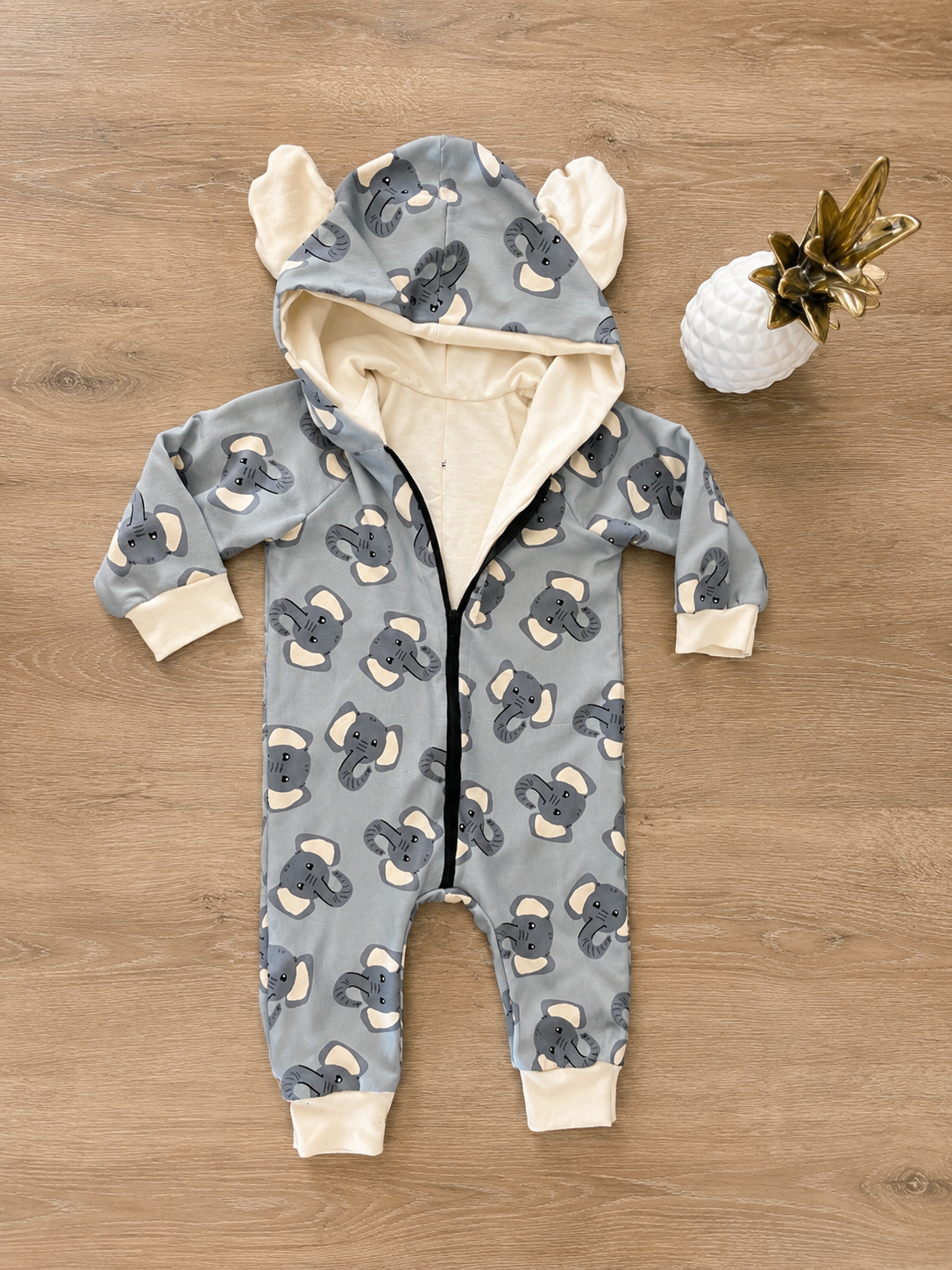 Combinaison bébé à capuche – Éléphanteau