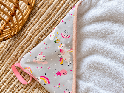 Cape de bain bébé Licorne Enchantée – Kit bain